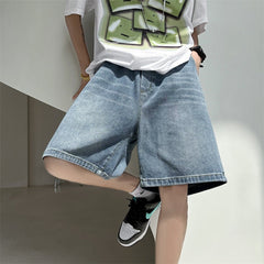 Men Jeans Smalt Denim Shorts Men's Summer Loose Straight Shorts