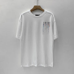 Amiri T Shirt Colorful Splash-Ink Casual round Neck Short Sleeve T-shirt