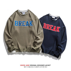 Men Pullover Hoodie Sweater Men's Retro Loose All-Match Long Sleeve
