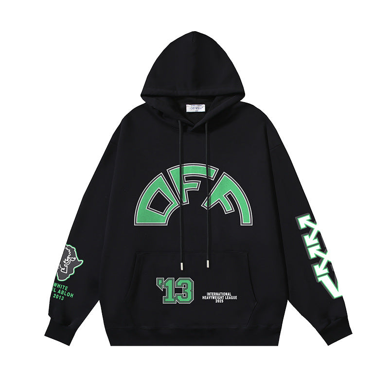 Off White hoodie Alligator Alphabet Pattern Pullover Hood