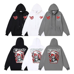 OW cartoon letter pattern print hooded sweater