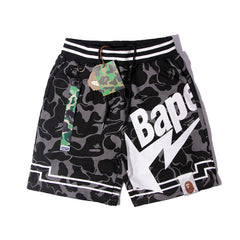 Bathing ape Bape Shorts camouflage alphabet shark shorts men cotton terry lightning