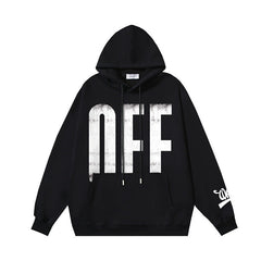 Autumn and winter OW big LOGO oblique stripe print pullover hooded sweater
