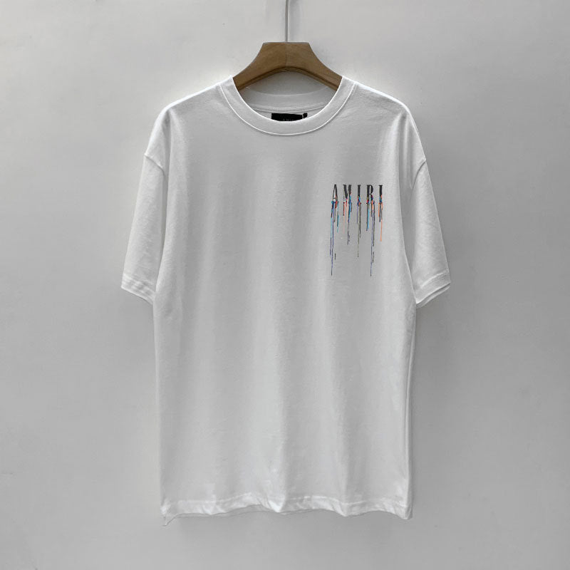 Amiri T Shirt Splash Ink Casual Hip Hop round Neck Short Sleeve T-shirt