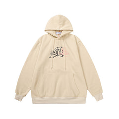 Off White hoodie Curved Arrow Pattern Fleece Sleeve Hood