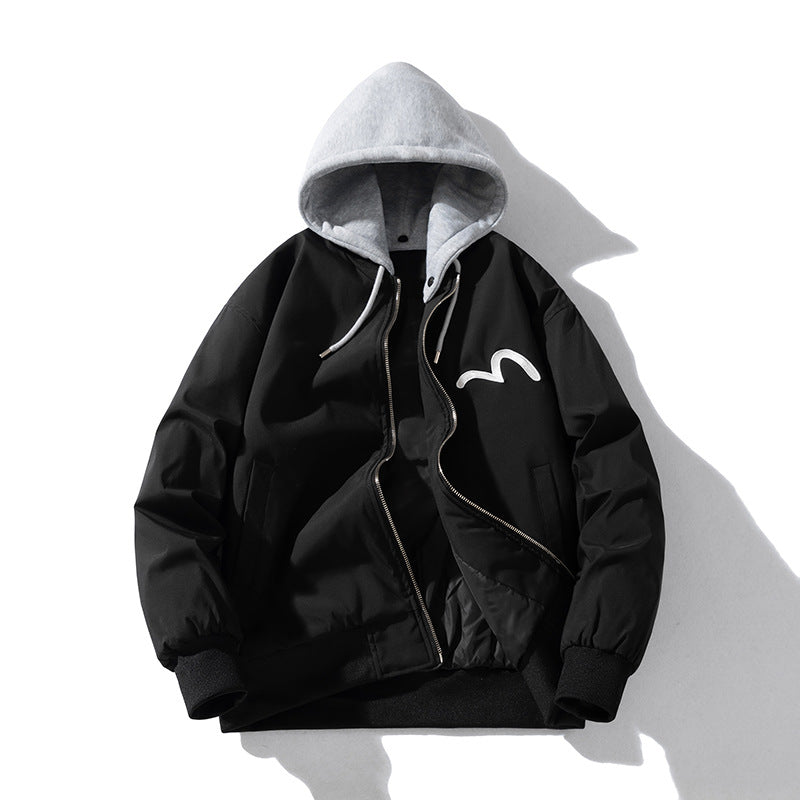 Mens Vintage Jackets Spring Baseball Suit Flight Suit Hooded Embroidered Jacket