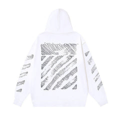 OW stylus oblique stripe print pullover hooded sweater