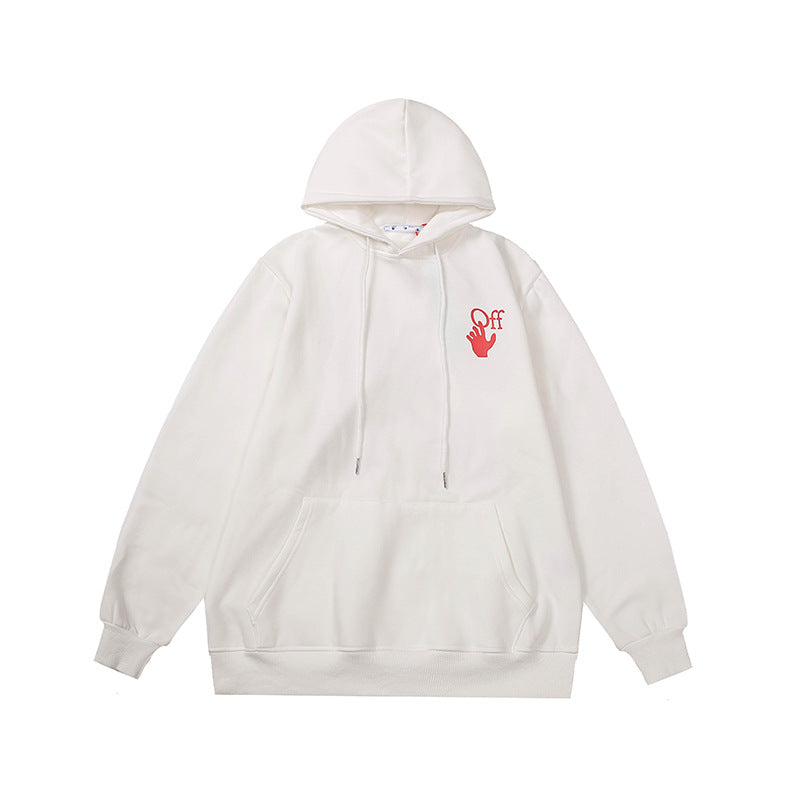 Off White hoodie with a shining star arrow pattern fleece hoodie