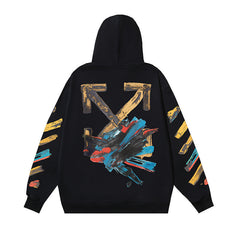 OW graffiti paint print pattern pullover hooded sweater
