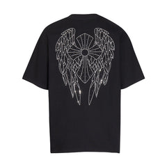 CHH Heart T Shirts T-Shirt Hot Diamond Angel Wings Cross Cotton Short Sleeve