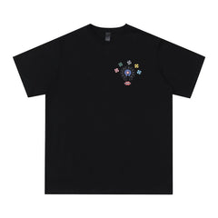 CHH Heart T Shirts Cross Leather Print Short Sleeve T-Shirt Loose