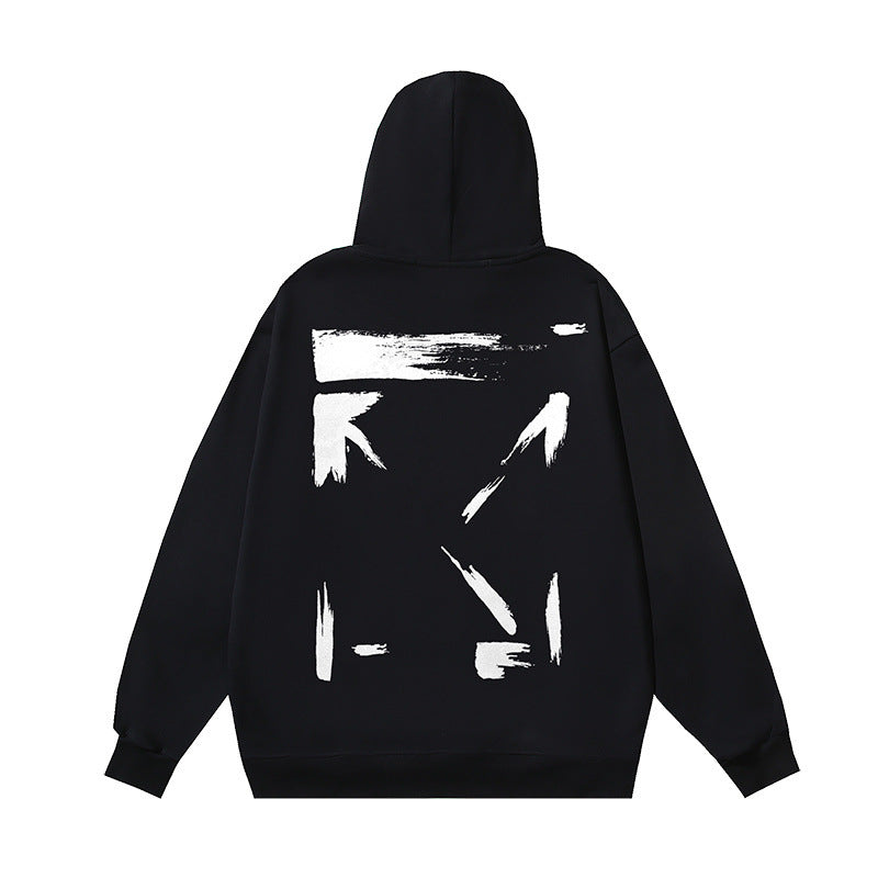 OW graffiti arrow print pattern pullover hooded sweater