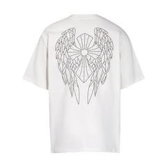 CHH Heart T Shirts T-Shirt Hot Diamond Angel Wings Cross Cotton Short Sleeve