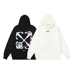OW Saturn pattern arrow pullover hooded sweater