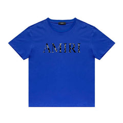Amiri T Shirt Lettered Casual Hip Hop round Neck Short Sleeve T-shirt