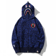 Bathing Ape Bape Hoodie Camouflage Shark Head Zipper