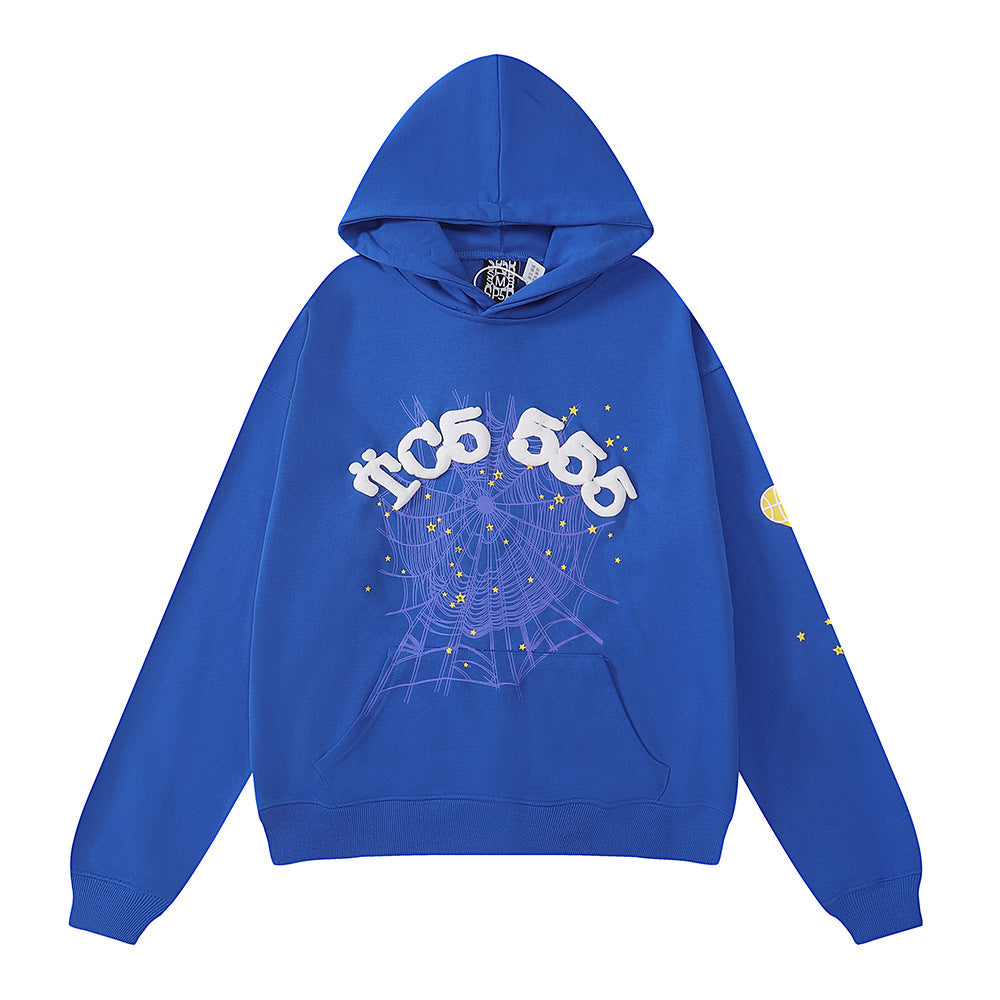 Sp5der Hoodie Puff Print Pure Cotton Suit