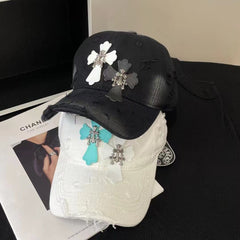 Chh Chrome Heart Hat Soft Top Baseball Cap Women's Cross Sunshade Sunscreen