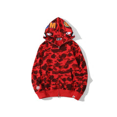 Bathing Ape Bape Hoodie Autumn and Winter Shark Head Terry Sweater Men's and Women's Casual Camouflage Thin Sweater Baggy Coat