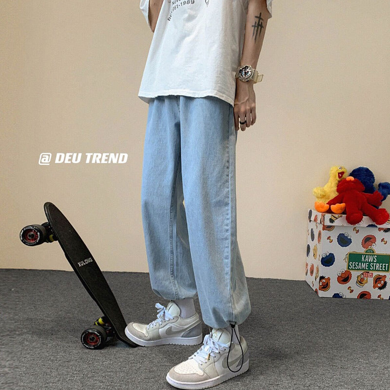 Men Jeans Fall Loose Straight Trousers