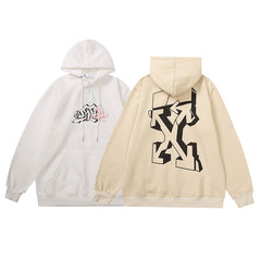 Off White hoodie Curved Arrow Pattern Fleece Sleeve Hood