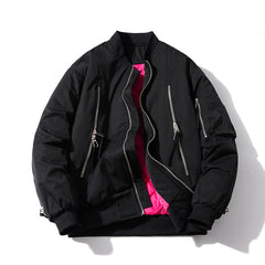 Mens Vintage Jackets Zip Baseball Collar Thermal Bomber Jacket