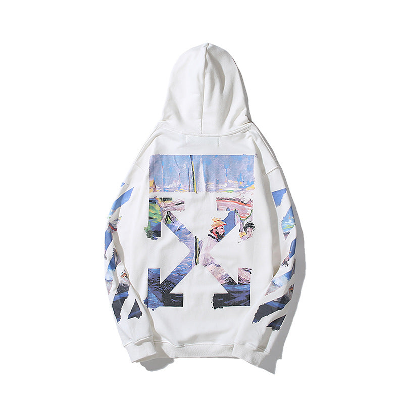 Off White hoodie Monet Oil Painting Series Crew Neck Pullover Hood