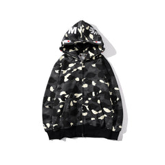 Bathing Ape Bape Hoodie camouflage luminous sweater men's autumn and winter cardigan