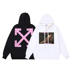 OW angel oil painting arrow pattern hooded sweater