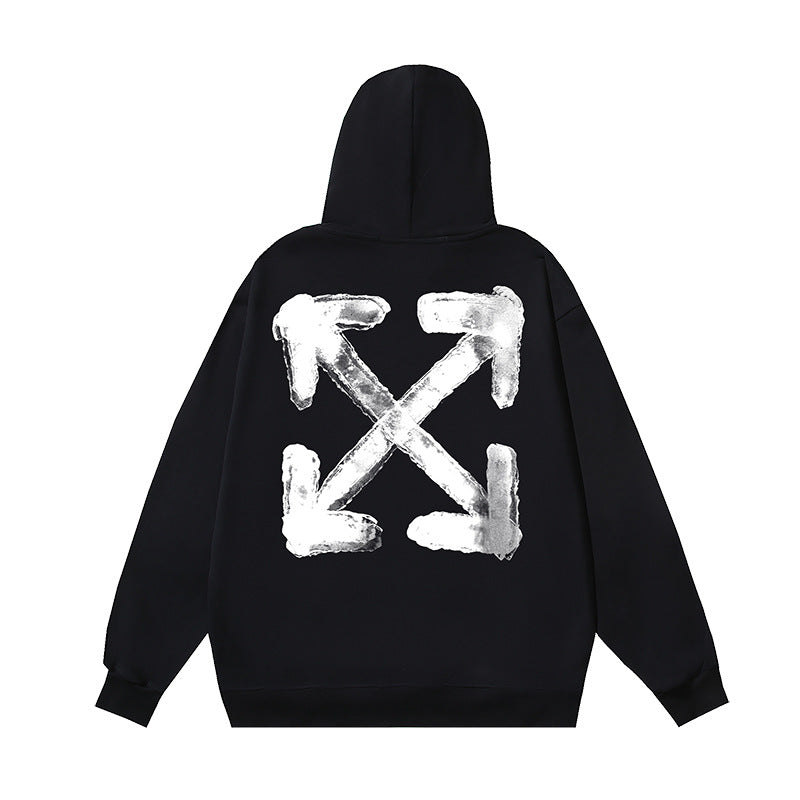 OW three-dimensional arrow pattern pullover hooded sweater