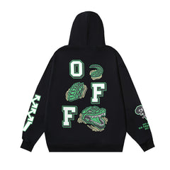 Off White hoodie Alligator Alphabet Pattern Pullover Hood