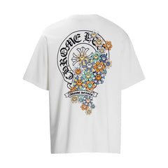 CHH Heart T Shirts Cross Leather Print Short Sleeve T-Shirt Loose