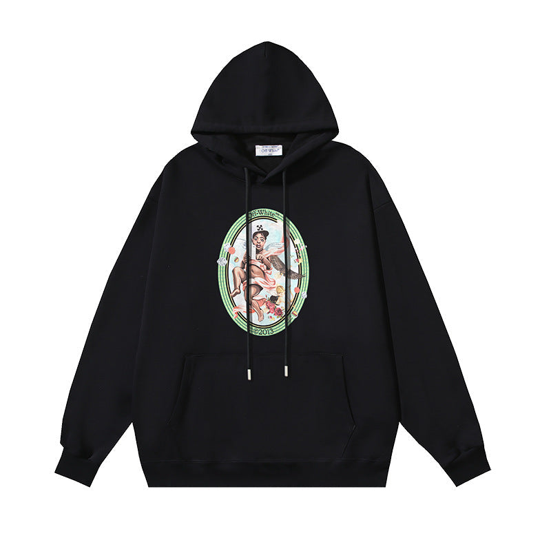 OW Baby Angel Pattern Pullover Hooded Sweater