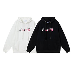Off White hoodieOW 3D stereo pink arrow pattern hooded fleece