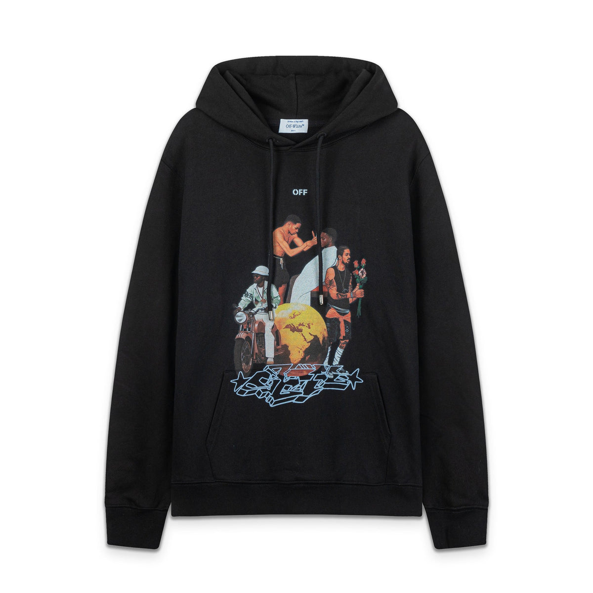 OW cartoon black character pattern crew neck pullover sweater