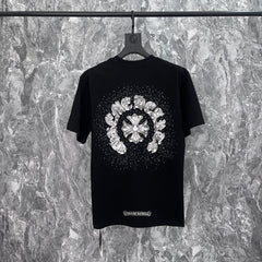 CHH Heart T Shirts Cross Print Short Sleeve T-Shirt Loose