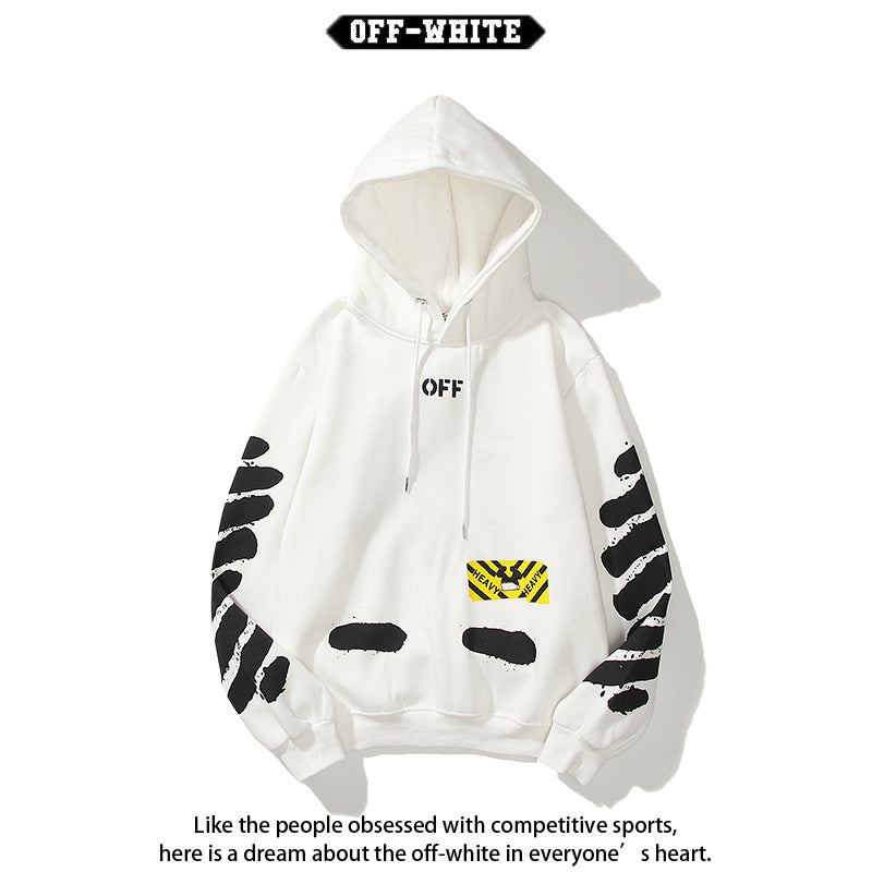 Off White hoodie 喷墨字母箭头图案加绒连帽