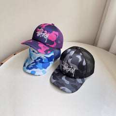 Stussy hat camouflage embroidered baseball cap hip hop cap women summer sun visor versatile street