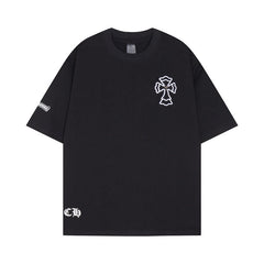 CHH Heart T Shirts Cross Print Short Sleeve T-Shirt Loose