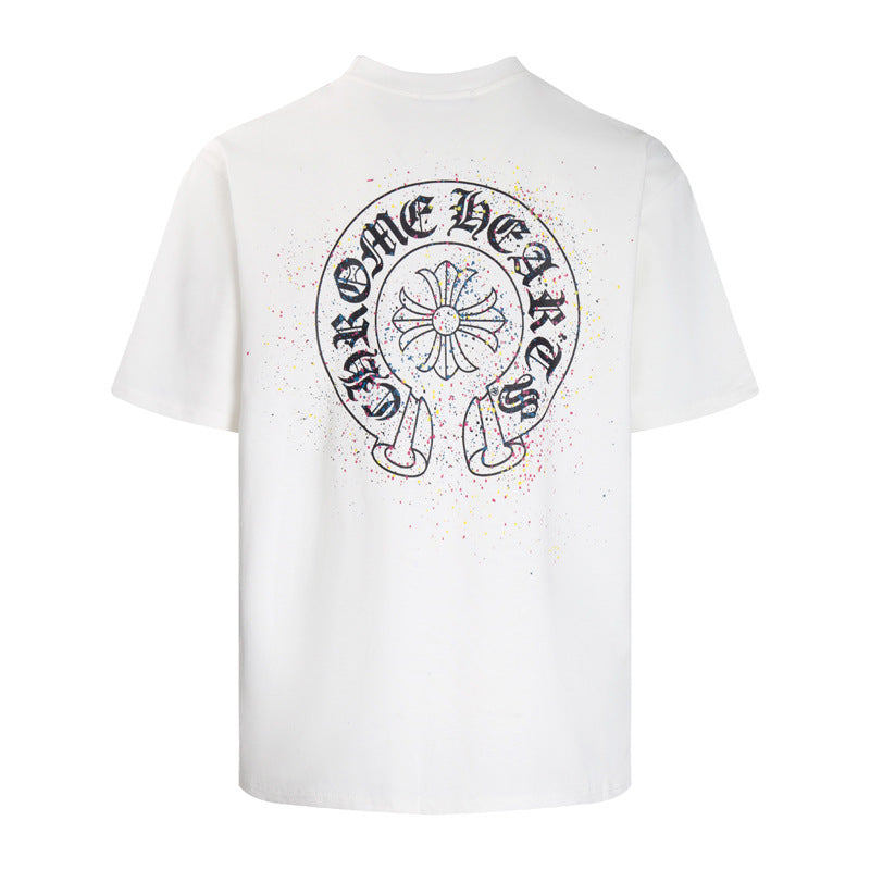 CHH Heart T Shirts Summer Horseshoe Print Short Sleeve T-Shirt
