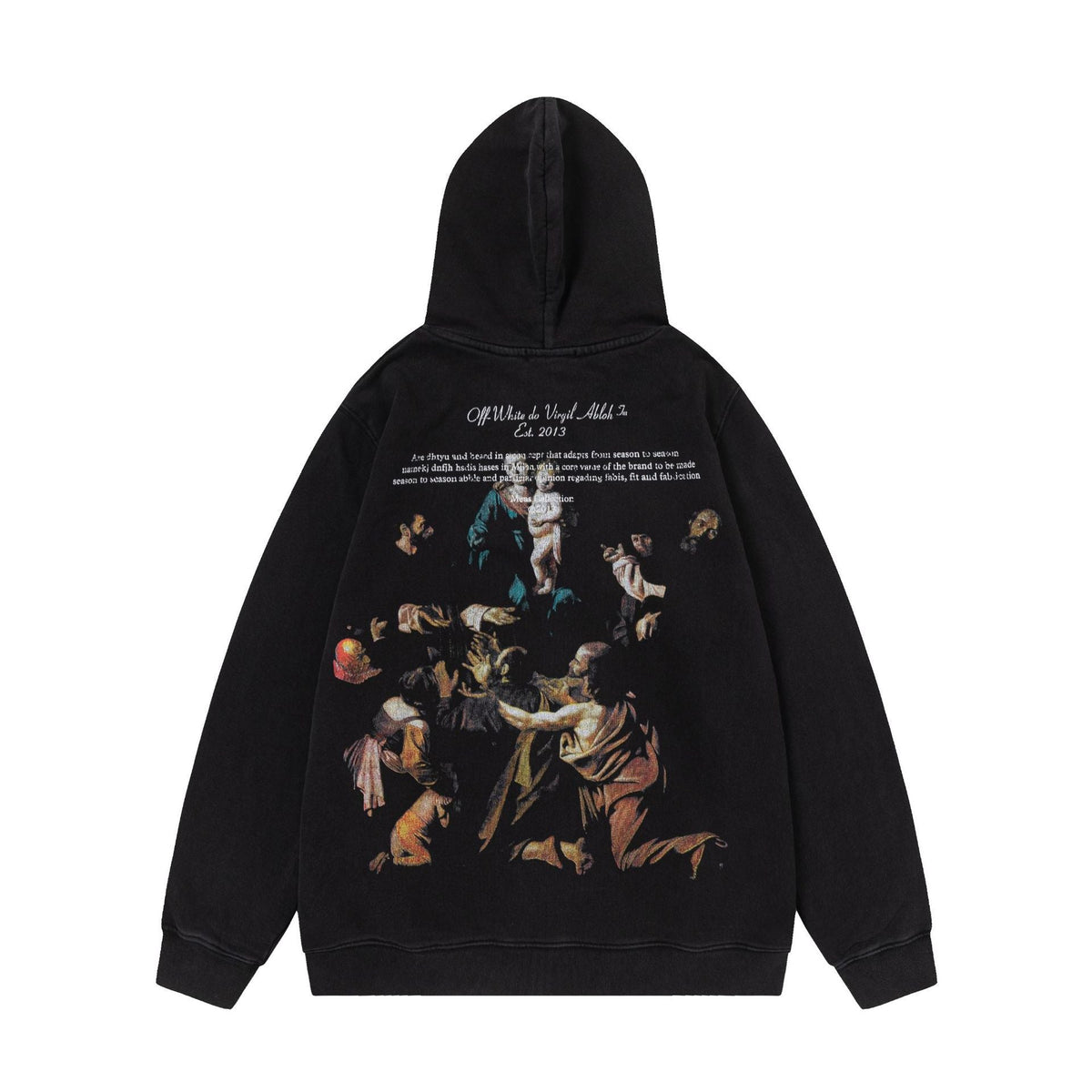 Off White hoodie Color Portrait Oil Painting Wash Hood