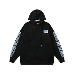 Off White hoodie geometric building arrow pattern fleece hooded