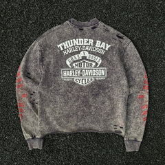 Unisex Vintage  sweatshirt Guns N' Roses x Harley-Davidson Tour Limited Edition Crewneck Sweatshirt ¨C Heavyweight, Washed & Distressed Finish