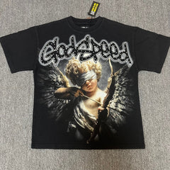 Godspeed T Shirts 100% pure cotton 260g fabric Streetwear fashion Rhinestone
