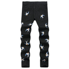 Mens Fashion Jeans Birdprint embroidery 5707#