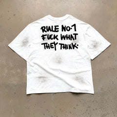 Unisex Vintage T Shirts Saint Street Dirty ¡ª A Follow Your Heart limited-edition tee featuring street graffiti aesthetics. Details include hand-painted dirty spray effects, multiple hand-distressed slash cuts, and a heavy-duty enzyme-washed fin