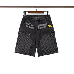 COUGH SYRUP Denim shorts Washable Rhinestones