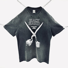 Unisex Vintage T Shirts Black Flag Short-Sleeve T-Shirt ¡ª featuring airbrushed graphics, hand-distressed detailing, and a vintage-style washed finish. Crafted from custom heavyweight, brushed fabric with a premium feel, and printed using high-qualit