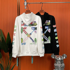 Off White hoodie Colorful graffiti Arrow Pattern Pullover Hood