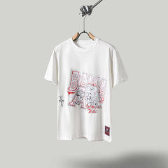 Travis Scott T Shirts x Mitchell x Ness SS24 UNIVERSITY OF ALABAMA LOGO printed lettering short sleeves